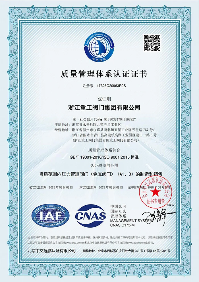 质量管理体系认证 company certificate